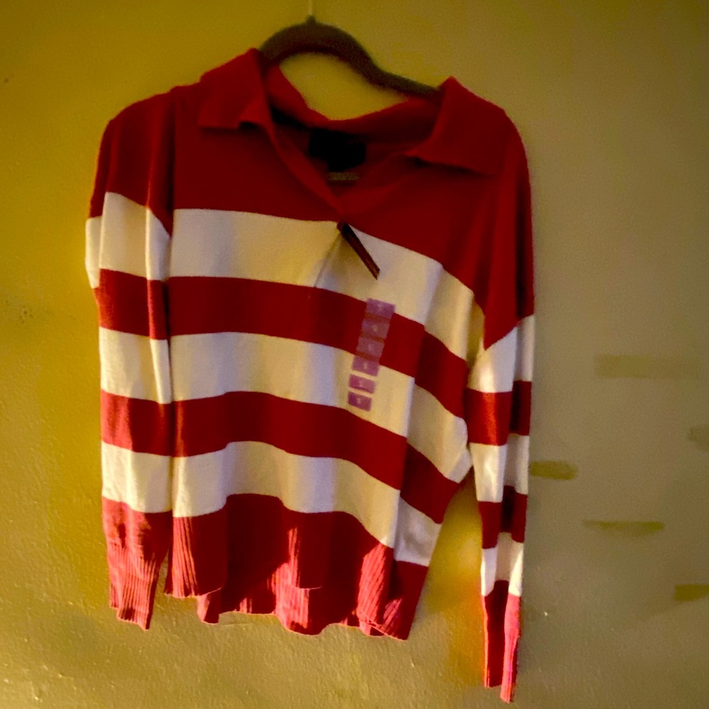NWT Joseph A. Pink /white Long Sleeve Sweater Size S Women